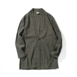 Buddha Stones Casual Plain Simple Design Open Front Cotton Linen Men's Long Sleeve Jacket Kimono - image 11