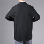 Buddha Stones Casual Plain Simple Design Open Front Cotton Linen Men's Long Sleeve Jacket Kimono - image 15