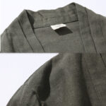 Buddha Stones Casual Plain Simple Design Open Front Cotton Linen Men's Long Sleeve Jacket Kimono - image 8