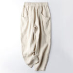 Buddha Stones Casual High Waist Design Women's Harem Cotton 7-8 Length Pants With Pockets - Beige - US8-10，UK/AU12-14，EU40-42 (2XL) - image 1