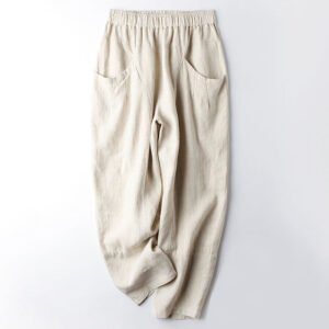 Buddha Stones Casual High Waist Design Women's Harem Cotton 7-8 Length Pants With Pockets - Beige - US8-10，UK/AU12-14，EU40-42 (2XL) - image 1
