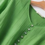 Buddha Stones Summer V-Neck Design Half Sleeve Cotton Midi Dress - image 6