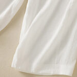 Buddha Stones Commute Plain Design Drawstring Cotton Linen Women's Wide Leg Pants With Pockets - image 34