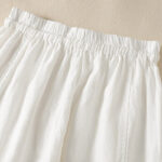 Buddha Stones Commute Plain Design Drawstring Cotton Linen Women's Wide Leg Pants With Pockets - image 33