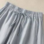 Buddha Stones Commute Plain Design Drawstring Cotton Linen Women's Wide Leg Pants With Pockets - image 3
