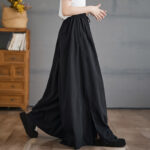Buddha Stones Retro Leg Opening Slit Design Cotton Women's Wide Leg Pants With Pockets - Black - US12，UK/AU16，EU44 (3XL) - image 11