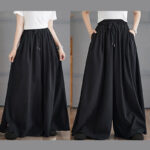 Buddha Stones Retro Leg Opening Slit Design Cotton Women's Wide Leg Pants With Pockets - image 21