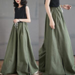Buddha Stones Retro Leg Opening Slit Design Cotton Women's Wide Leg Pants With Pockets - image 9