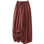 Buddha Stones Spring Pure Color Drawstring Double Layer Cotton Women's Wide Leg Pants With Pockets - image 6