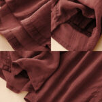 Buddha Stones Spring Pure Color Drawstring Double Layer Cotton Women's Wide Leg Pants With Pockets - image 4