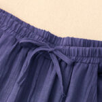 Buddha Stones Spring Pure Color Drawstring Double Layer Cotton Women's Wide Leg Pants With Pockets - image 19