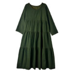 Buddha Stones DarkOliveGreen Patchwork Design Cotton Women's Maxi Dress With Pockets - image 14