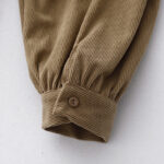 Buddha Stones Casual DarkKhaki Cotton Linen Corduroy Puff Long Sleeve Midi Dress - image 9