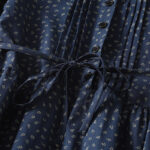 Buddha Stones Printing Floral Pattern Accordion Pleats Design Cotton Linen Midi Dress With Pockets - image 4