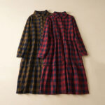 Buddha Stones Casual Contrast Color Plaid Buttons Design Cotton Linen Midi Dress With Pockets - image 22