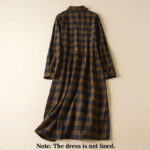 Buddha Stones Casual Contrast Color Plaid Buttons Design Cotton Linen Midi Dress With Pockets - image 2