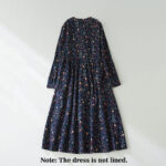 Buddha Stones Ethnic Printing Floral Lace-Up Design Cotton Linen Midi Dress - image 2