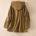 Buddha Stones Pure Color Hooded Buttons Women's Cotton Jacket With Pockets - image 3