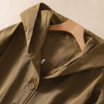 Buddha Stones Pure Color Hooded Buttons Women's Cotton Jacket With Pockets - image 6