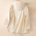 Buddha Stones Pure Color Hooded Buttons Women's Cotton Jacket With Pockets - image 8