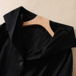Buddha Stones Pure Color Hooded Buttons Women's Cotton Jacket With Pockets - image 11