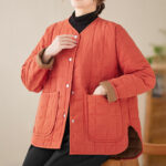 Buddha Stones Retro Plain Women's Thick Cotton Coat Jacket With Pockets - image 14