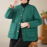 Buddha Stones Retro Plain Women's Thick Cotton Coat Jacket With Pockets - image 21