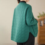 Buddha Stones Retro Plain Women's Thick Cotton Coat Jacket With Pockets - image 17