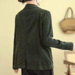 Buddha Stones Retro Plain Women's Cotton Corduroy Blazer Jacket With Pockets - image 22