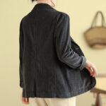 Buddha Stones Retro Plain Women's Cotton Corduroy Blazer Jacket With Pockets - image 16