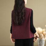 Buddha Stones Corduroy Buttons Women's Cotton Vest Waistcoat With Pockets - image 24