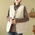 Buddha Stones Double-sided Style Women's Viscose Fiber Vest Waistcoat With Pockets - Cornsilk - US12，UK/AU16，EU44 (2XL) - image 11