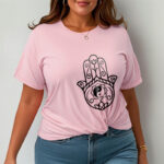 Buddha Stones Hamsa Hand Yin Yang Pattern Om Symbol Tee Cotton T-shirt - image 14