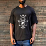 Buddha Stones Hamsa Hand Yin Yang Pattern Om Symbol Tee Cotton T-shirt - image 6
