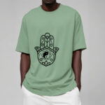 Buddha Stones Hamsa Hand Yin Yang Pattern Om Symbol Tee Cotton T-shirt - image 16