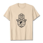 Buddha Stones Hamsa Hand Yin Yang Pattern Om Symbol Tee Cotton T-shirt - Bisque - 2XL - image 11