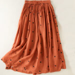 Buddha Stones Artistic Vintage Dot Pattern Women's Pleated Skirt - Chocolate - US8-10，UK/AU12-14，EU40-42 (2XL) - image 33