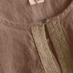 Buddha Stones Casual Plain Women's Hollow Crew Neck Design Three Quarter Sleeve Shirt - image 8
