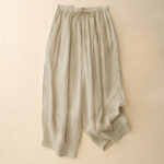 Buddha Stones Casual Loose Double Layer 7-8 Length Cropped Pants Women's Pants With Pockets - Beige - US8-10，UK/AU12-14，EU40-42 (2XL) - image 22