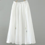 Buddha Stones Summer Retro Pure Color Tassel Design Women's Skirt With Pockets - White - US12，UK/AU16，EU44 (2XL) - image 6