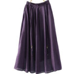 Buddha Stones Summer Retro Pure Color Tassel Design Women's Skirt With Pockets - Purple - US12，UK/AU16，EU44 (2XL) - image 16