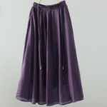 Buddha Stones Summer Retro Pure Color Tassel Design Women's Skirt With Pockets - image 17