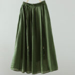 Buddha Stones Summer Retro Pure Color Tassel Design Women's Skirt With Pockets - ForestGreen - US12，UK/AU16，EU44 (2XL) - image 14
