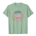 Buddha Stones Mandala Pink Lotus Pattern Tee Cotton T-shirt - PaleGreen - 2XL - image 15