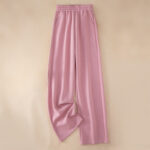 Buddha Stones Women's Plain High Waist Design Wide Leg Cotton Pants With Pockets - LightPink - US12，UK/AU16，EU44 (3XL) - image 15