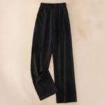 Buddha Stones Women's Plain High Waist Design Wide Leg Cotton Pants With Pockets - Black - US12，UK/AU16，EU44 (3XL) - image 12