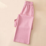 Buddha Stones Women's Plain High Waist Design Wide Leg Cotton Pants With Pockets - image 16