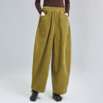 Buddha Stones Women's Fall Plain Ankle-Length Simple DesignCorduroy Cotton Pants With Pockets - Goldenrod - US8-10，UK/AU12-14，EU40-42 (2XL) - image 8