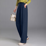 Buddha Stones Women's Casual Vintage Plain Drawstring Carrot Design Cotton Linen Pants With Pockets - image 23