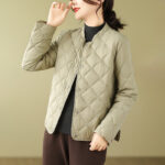 Buddha Stones Women's Fall Plain Diamond Quilted Design Cotton Thermal Jacket With Pockets - image 22